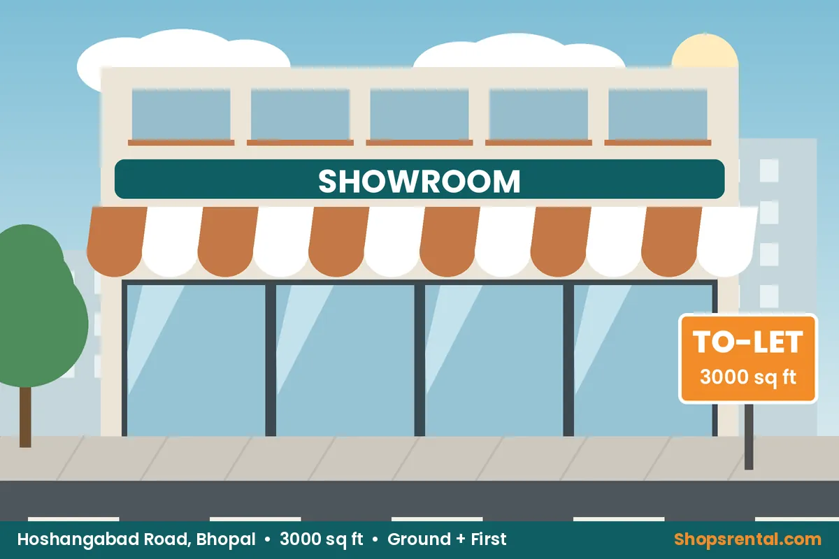 Big Showroom on Hoshangabad Road – 3000 sq ft showrooms for rent in Hoshangabad Road, Bhopal