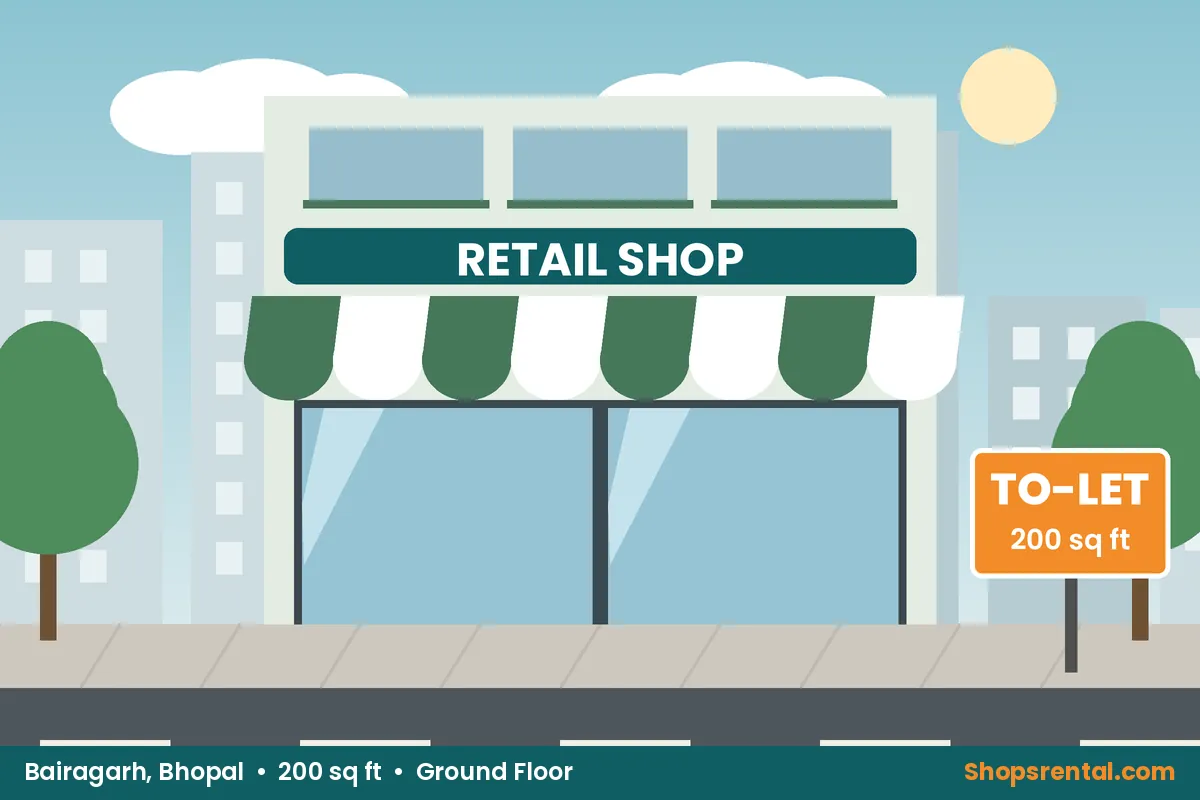 Busy Market Shop in Bairagarh – 200 sq ft retail shops for rent in Bairagarh, Bhopal