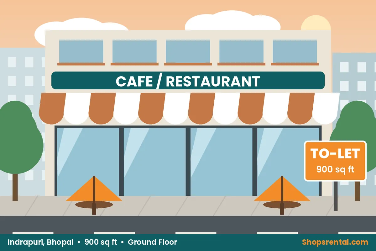 Cafe Space for Rent in Indrapuri – 900 sq ft restaurant & cafe spaces for rent in Indrapuri, Bhopal