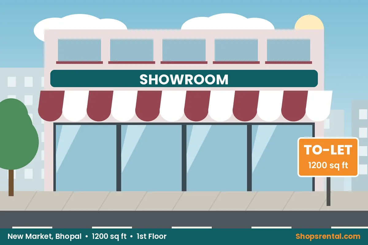 First Floor Showroom Space near New Market – 1200 sq ft showrooms for rent in New Market (TT Nagar), Bhopal