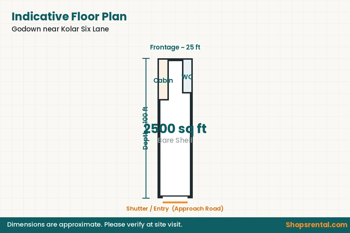 Godown near Kolar Six Lane – indicative floor plan