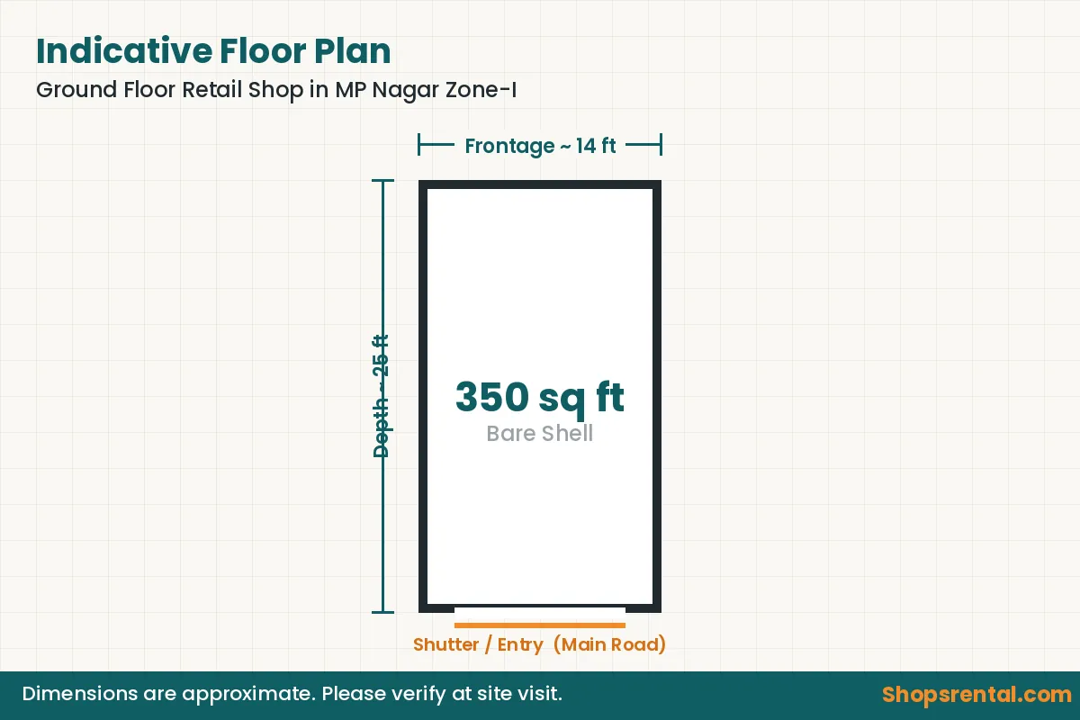 Ground Floor Retail Shop in MP Nagar Zone-I – indicative floor plan