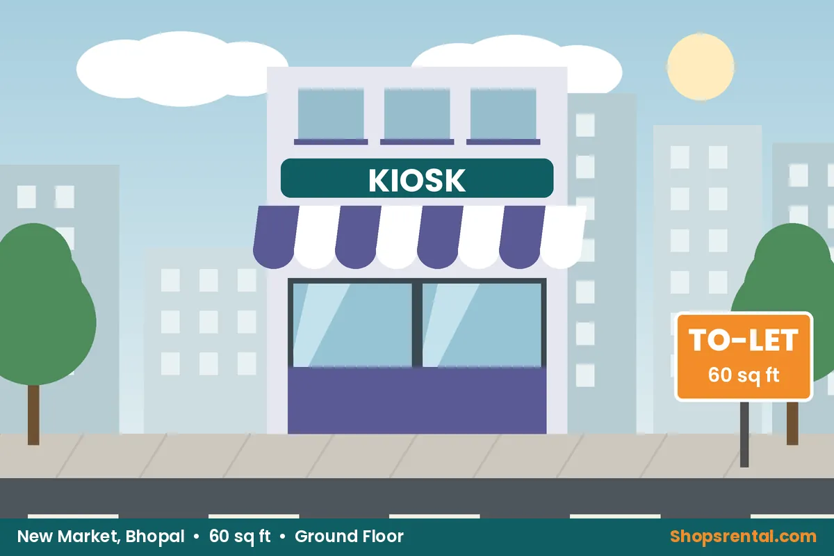 Kiosk Counter in Shopping Complex, TT Nagar – 60 sq ft kiosks & counters for rent in New Market (TT Nagar), Bhopal
