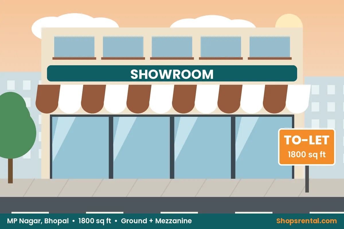 Large Showroom on MP Nagar Main Road – 1800 sq ft showrooms for rent in MP Nagar, Bhopal