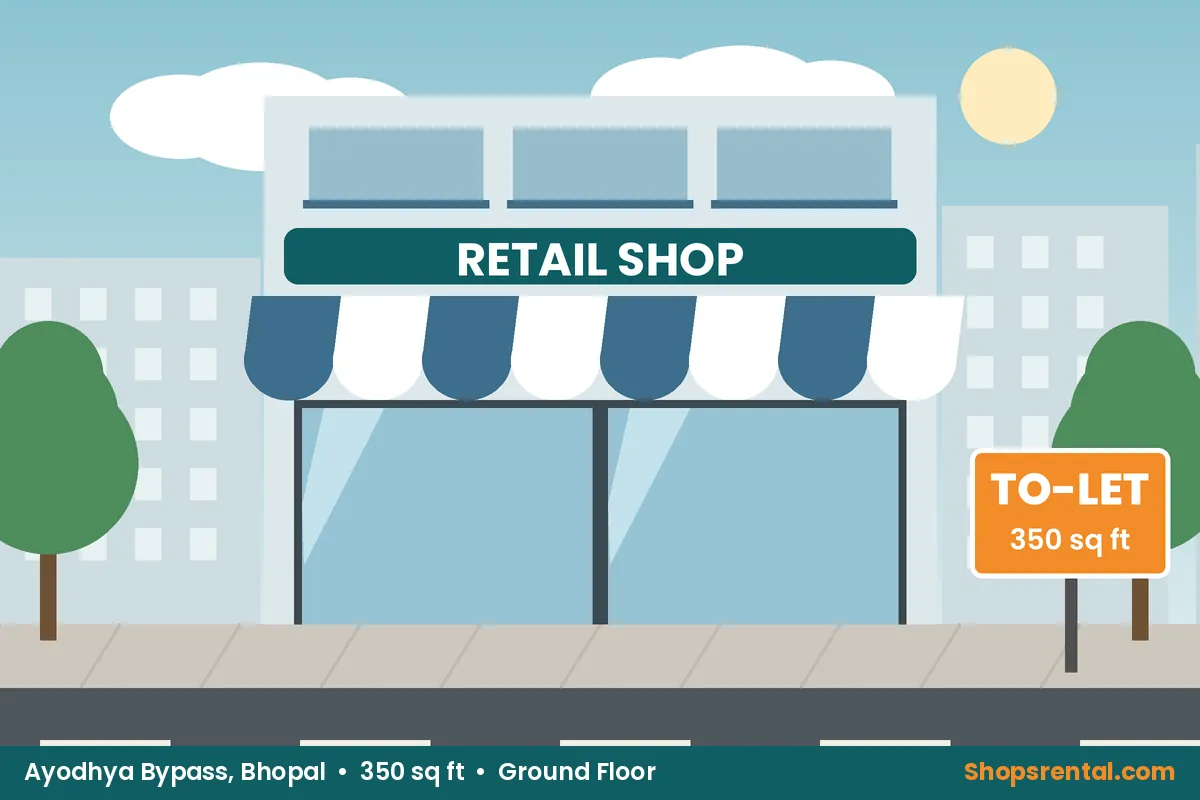New Shop on Ayodhya Bypass Main Road – 350 sq ft retail shops for rent in Ayodhya Bypass, Bhopal