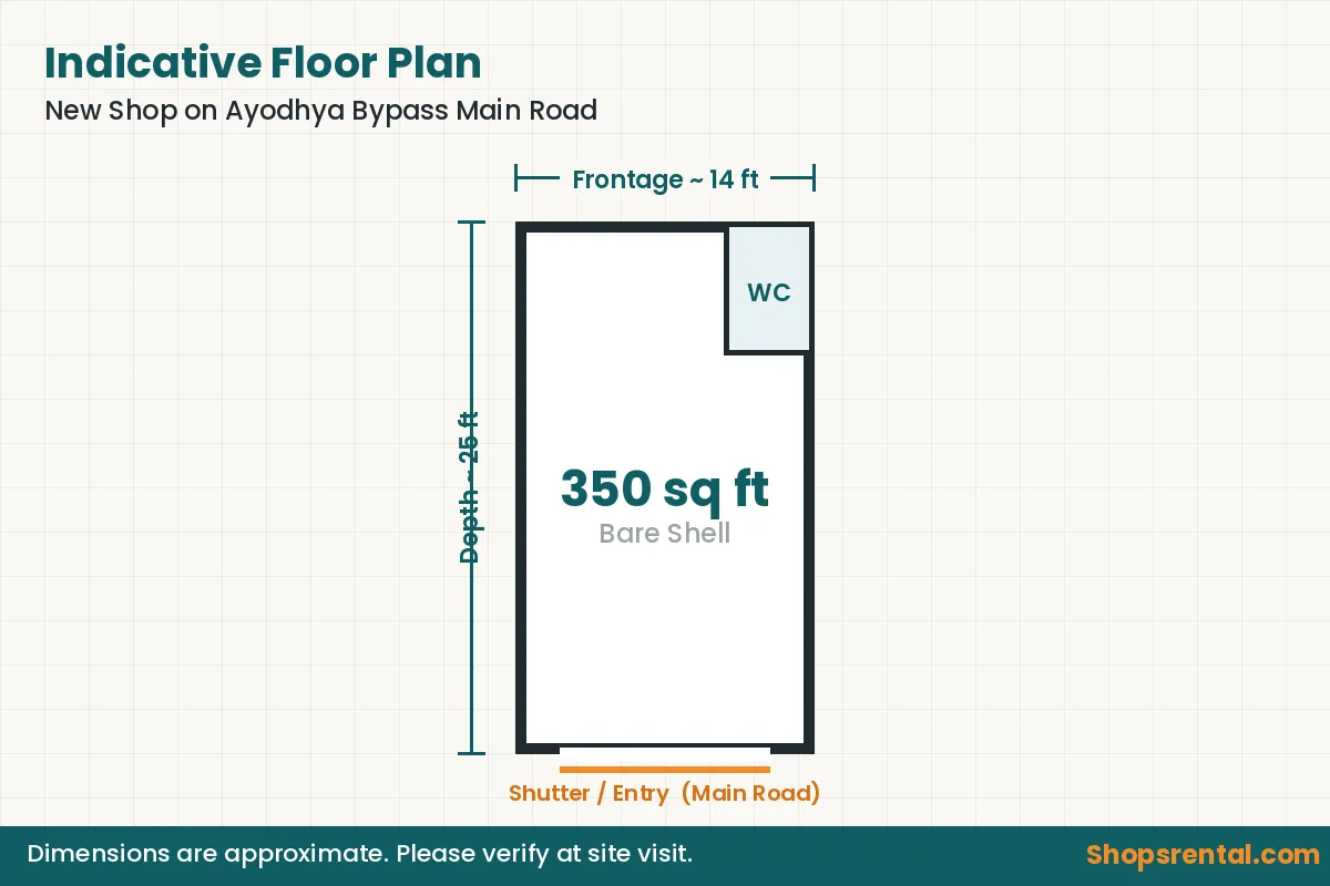 New Shop on Ayodhya Bypass Main Road – indicative floor plan