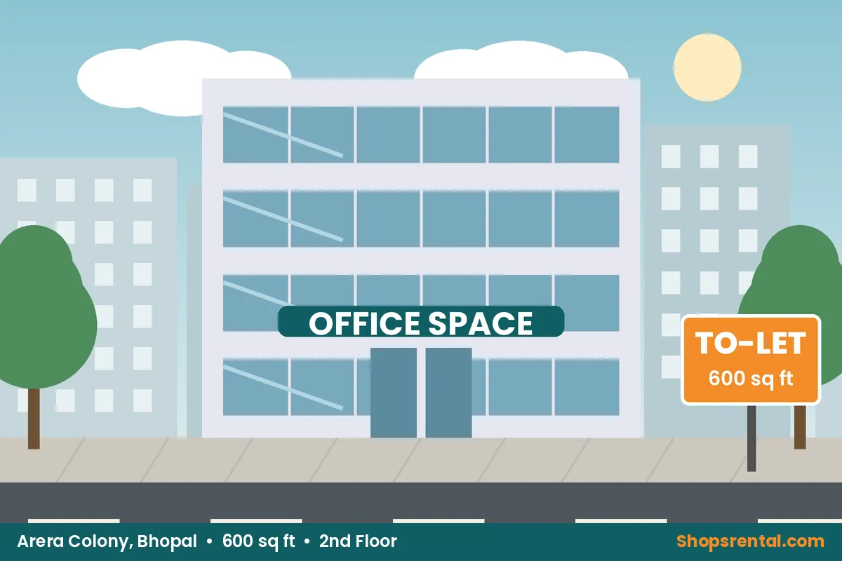 Office Space near Arera Colony 11 No. Stop – 600 sq ft office spaces for rent in Arera Colony, Bhopal