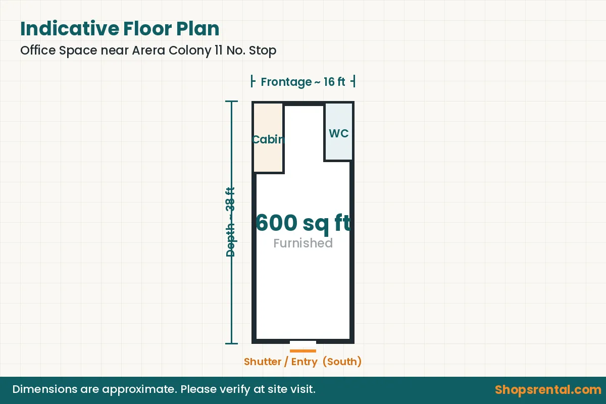 Office Space near Arera Colony 11 No. Stop – indicative floor plan