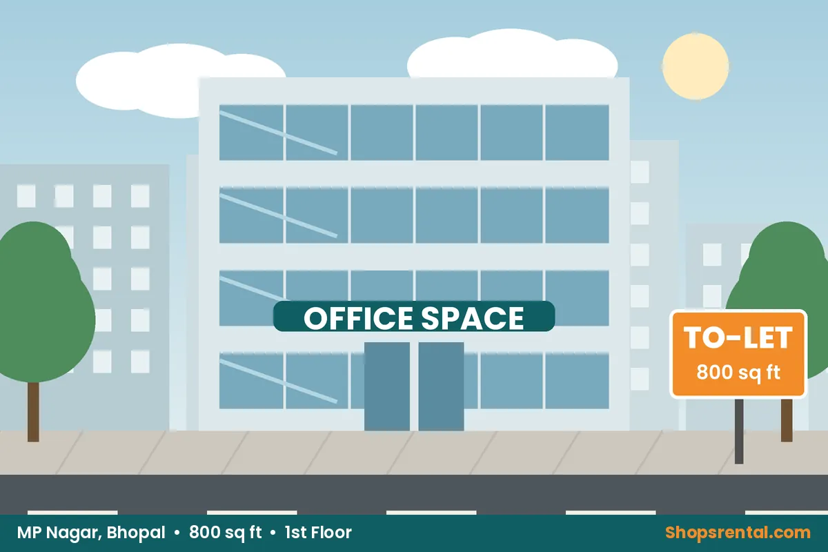 Office Space on First Floor, MP Nagar Zone-II – 800 sq ft office spaces for rent in MP Nagar, Bhopal