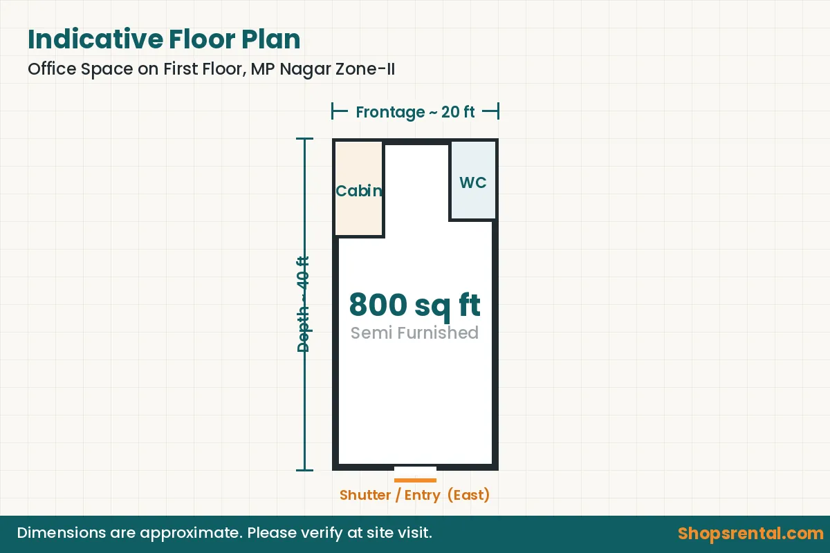 Office Space on First Floor, MP Nagar Zone-II – indicative floor plan
