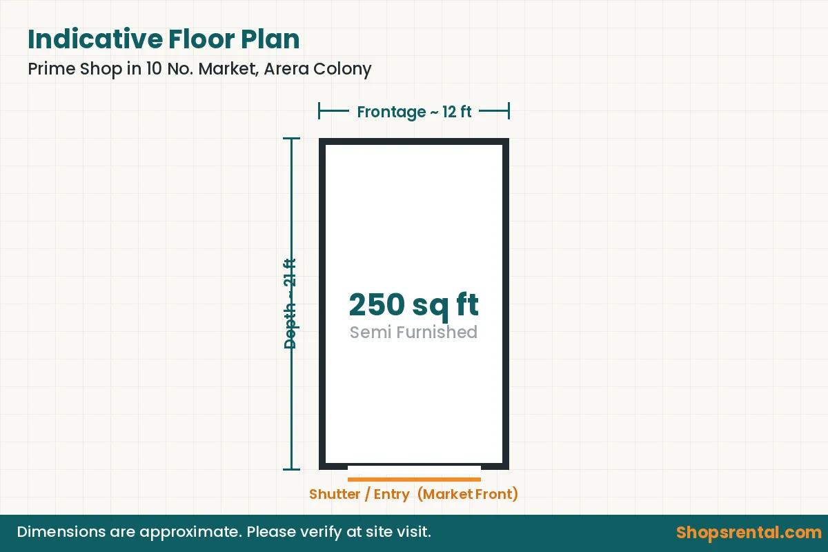 Prime Shop in 10 No. Market, Arera Colony – indicative floor plan