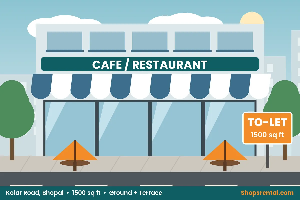 Restaurant Space with Terrace on Kolar Road – 1500 sq ft restaurant & cafe spaces for rent in Kolar Road, Bhopal