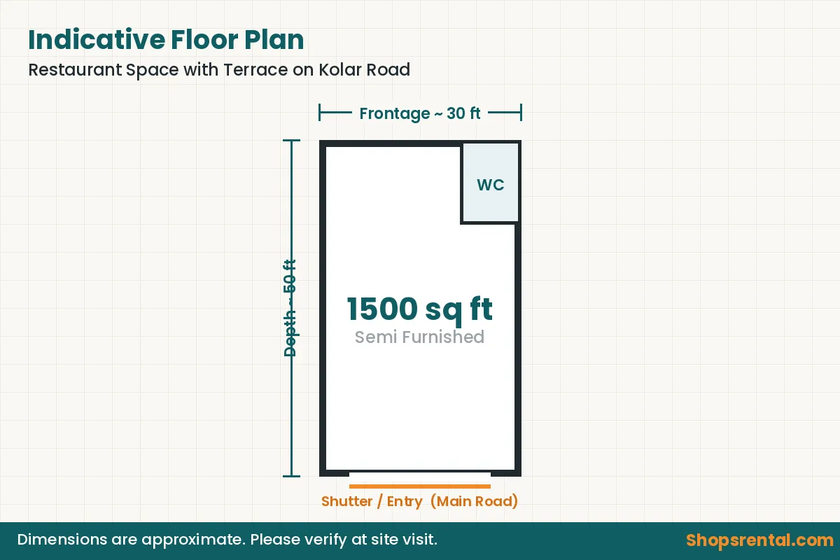 Restaurant Space with Terrace on Kolar Road – indicative floor plan