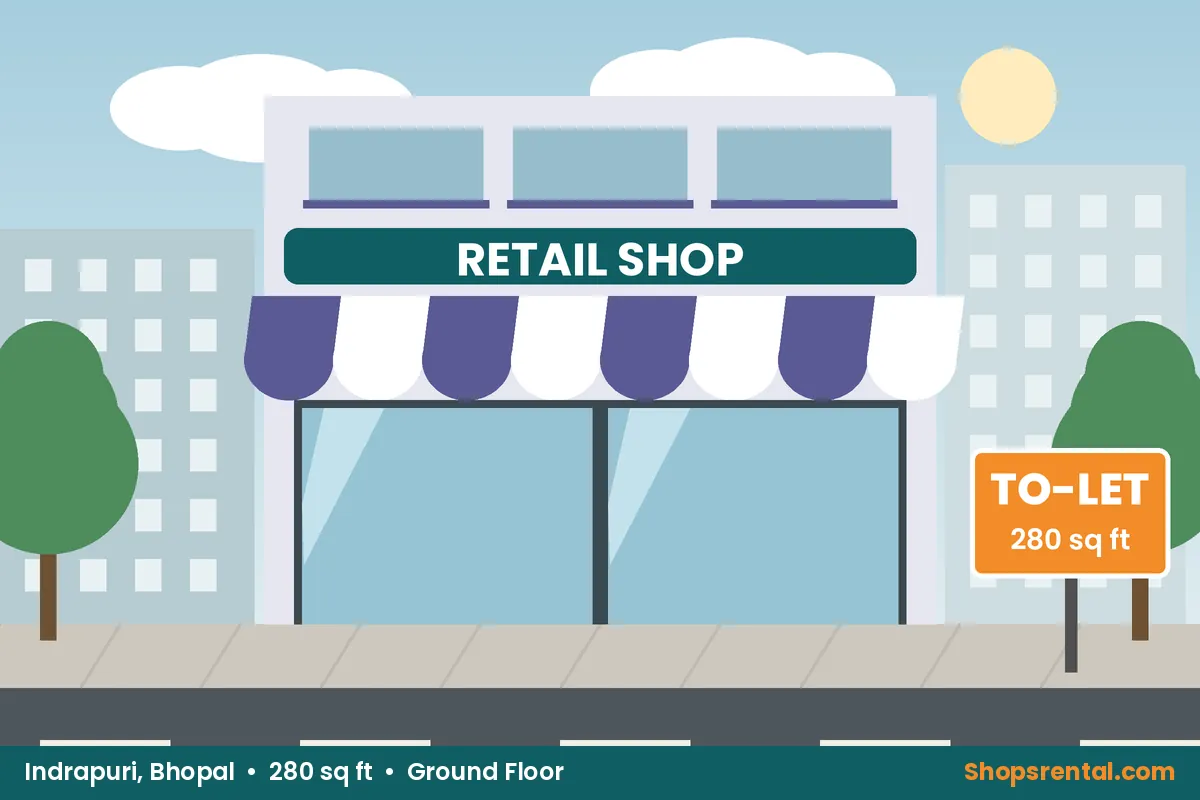 Shop near Indrapuri Market, BHEL – 280 sq ft retail shops for rent in Indrapuri, Bhopal
